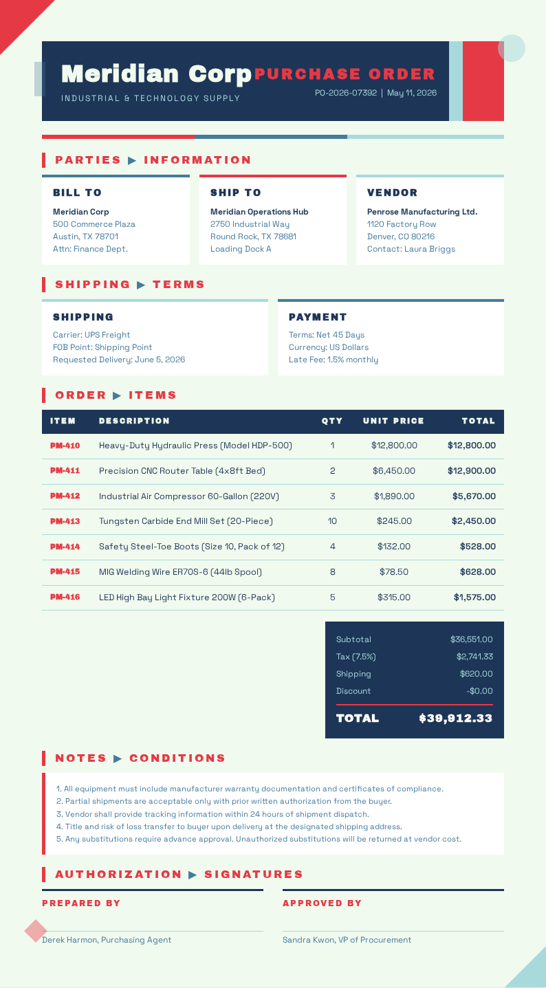 Abstract geometric Purchase Order